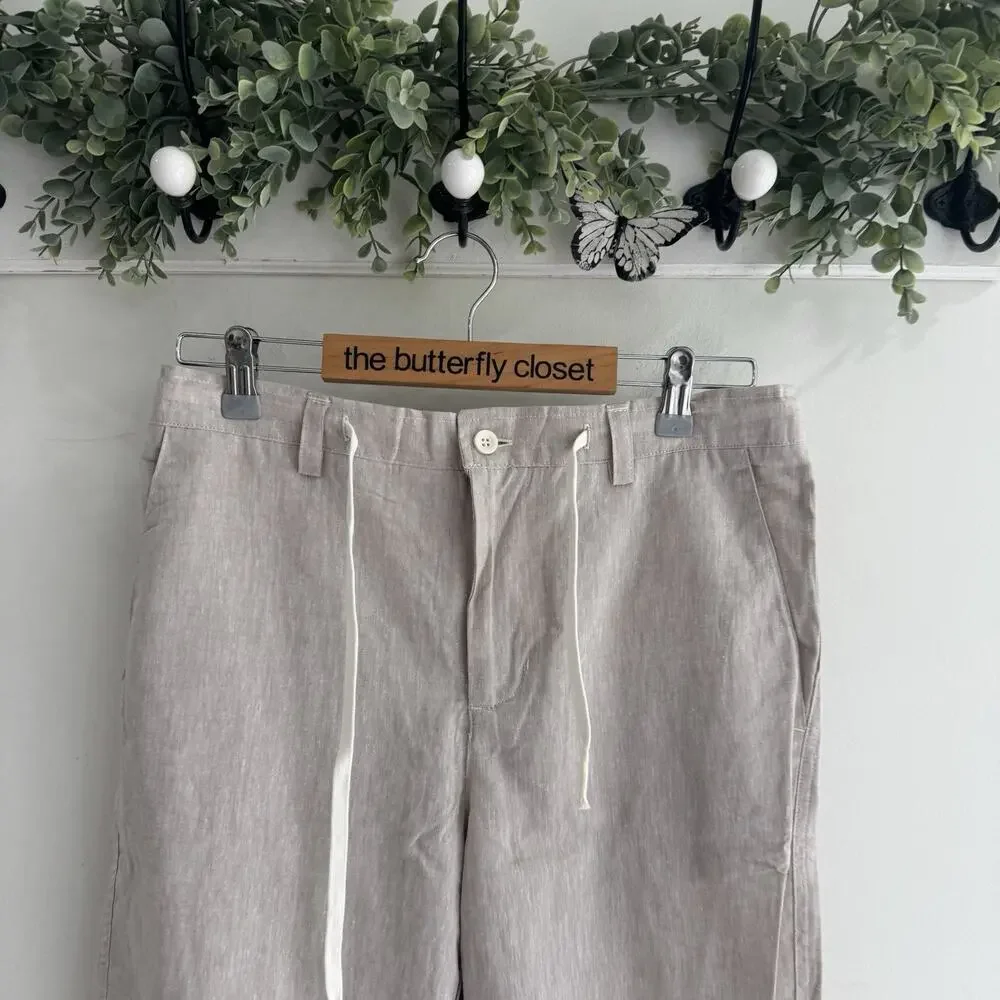 Men’s Intimissimi Uomo Linen Beige Drawstring Pants Beach New Small LD